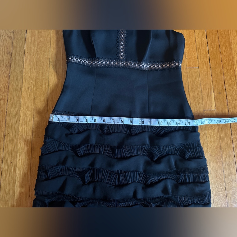 BCGBMaxAzria Maile Black & Beige Frilled Cocktail Dress, Size 2, NWOT - Picture 6 of 11